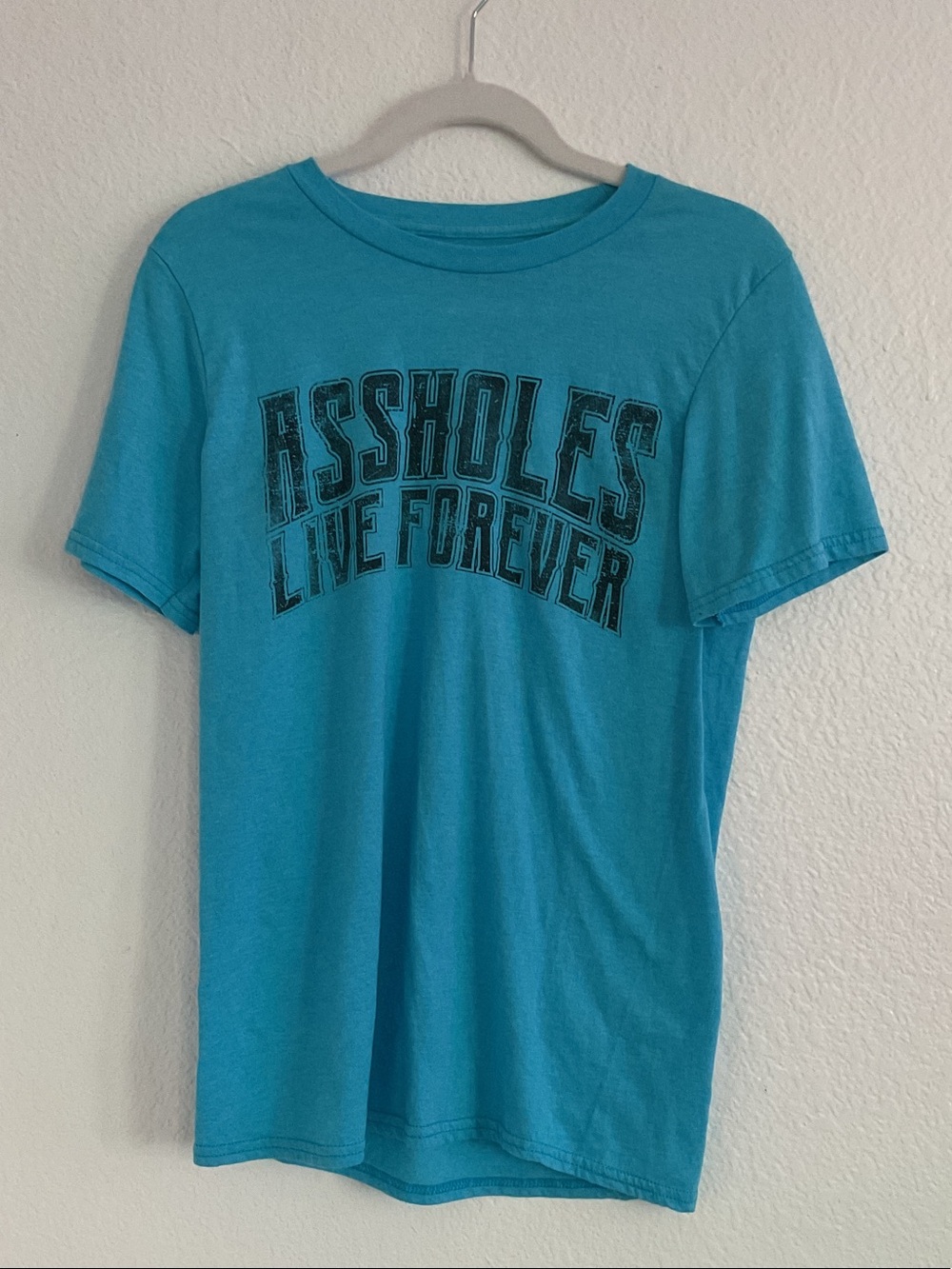 Men's Short-Sleeve Graphic Tee in Teal - Live Forever Slogan